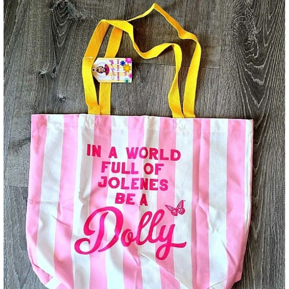 Dolly Parton Canvas Tote Bag In A World Full Of Jolenes Be A Dolly Pink Striped